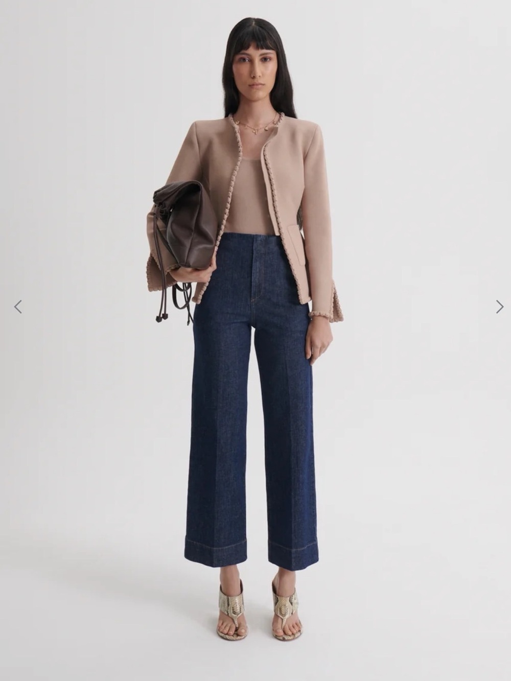 Scanlan Theodore Denim Cropped Wide Leg Jeans Indigo US 6
